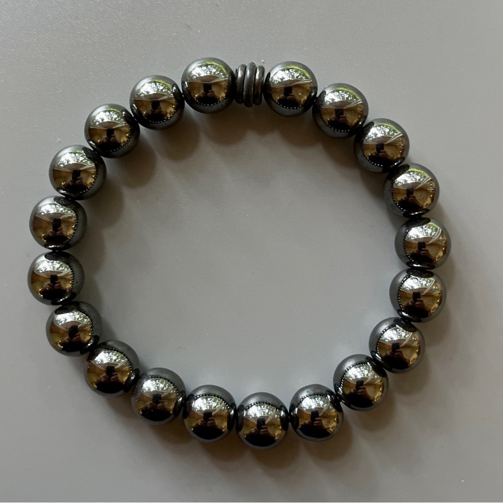 Black Hematite Handcrafted Bead Bracelet - Picture 5 of 7